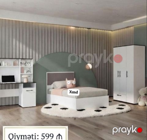 Uşaq/yeniyetmə otağı üçün mebel dəsti Dəst tərkibi: - Tək nəfərlik