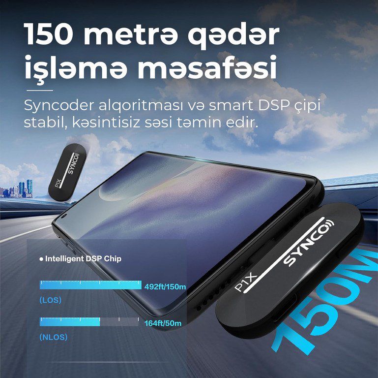 “Synco P1X T” telefon üçün simsiz yaxa mikrofonu (Type-C, 1 nəfərlik) — Səs texnikası, Bakı (5)