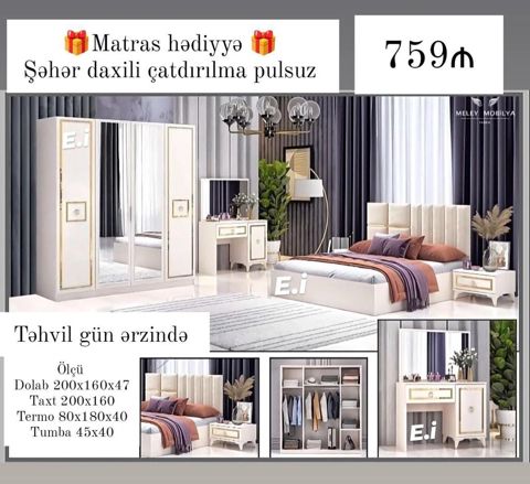 Yataq otağı dəsti – Meley Mobilya Tərkibi: - Dolab: 200×160×47 — Mehdiabad