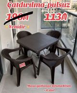 Balkon və açıq məkanlar üçün masa-stul dəsti - Dəst: qatlanan masa + — Комплекты мебели