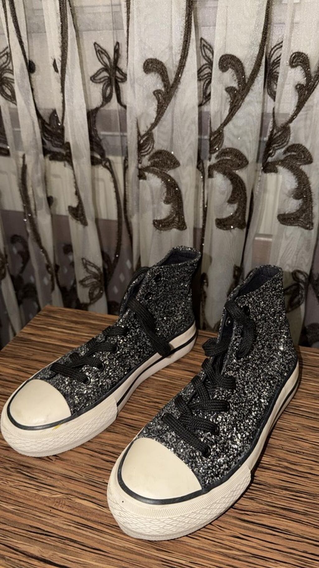Qara-boz parıltılı hi-top krossovkalar - Model: şnurla bağlanan — Krosovka, Bakı (6)