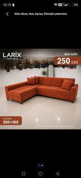Künc divan – Larıx mebel fabriki - Ölçü: 250 150 sm (şəkildə 250 — IlksimayMebel