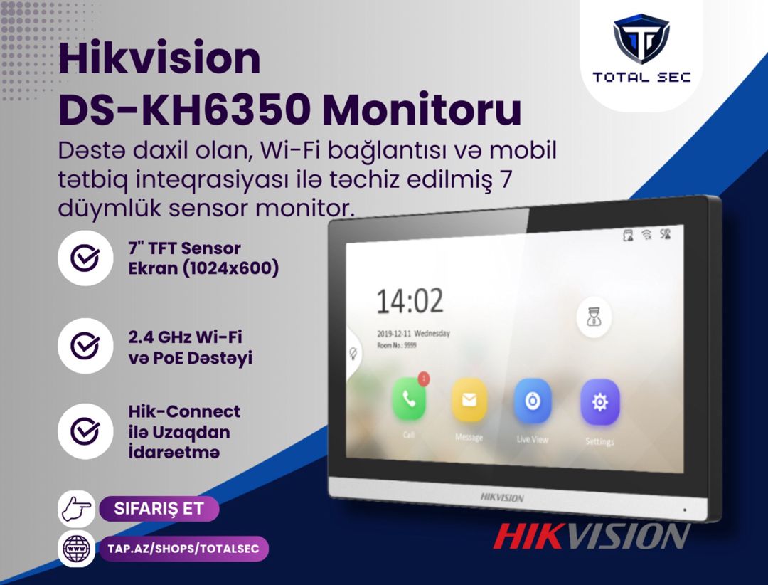 Hikvision Premium İP Domofon Dəsti - DS-KB8113 / DS-KH6350 — Ağıllı ev və təhlükəsizlik, Bakı (2)