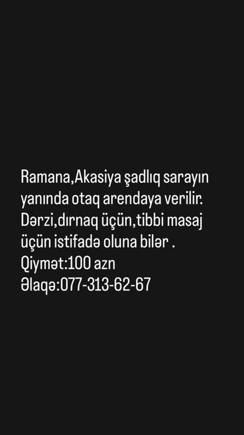 Ramana, Akasiya Şadlıq Sarayının yanında otaq icarəyə verilir — Digah