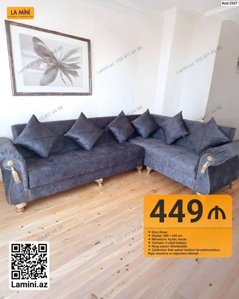 Künc divan – La Mini (Kod: 2537) - Ölçülər: 280 200 sm - Mexanizm — Bakı