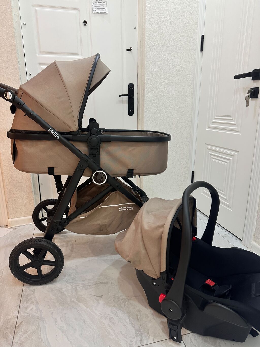 Kidilo 2-in-1 uşaq arabası + avtokreslo (beşik modullu) - Rəng — Arabalalar, Bakı (4)