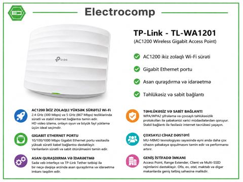 TP-Link TL-WA1201 – AC1200 Wireless Gigabit Access Point — Bakı