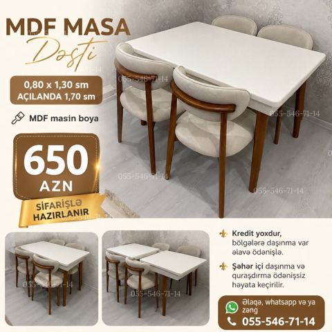 Dördbucaq masa, Açılan, MDF, Kredit yoxdur — Bakı