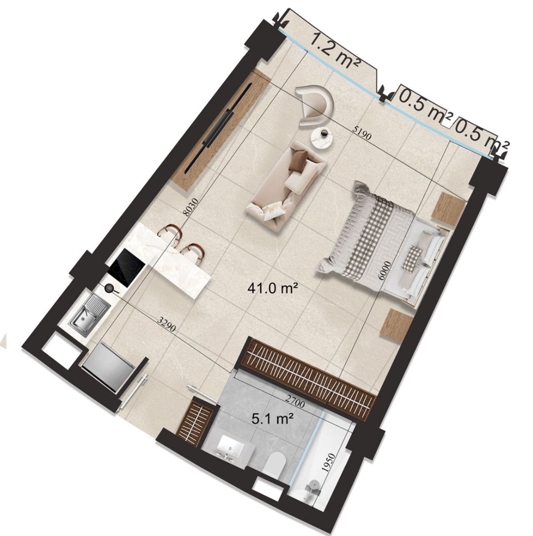 Satılır 1 otaqlı yeni tikili 54.6 m² — Mənzil, Bakı (8)