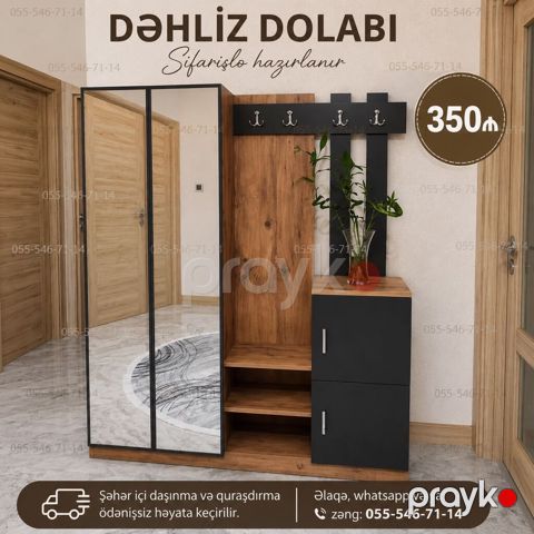 Dəhliz dolabı – sifarişlə hazırlanır. Modul tərkibi: - Geniş üç — Bakı