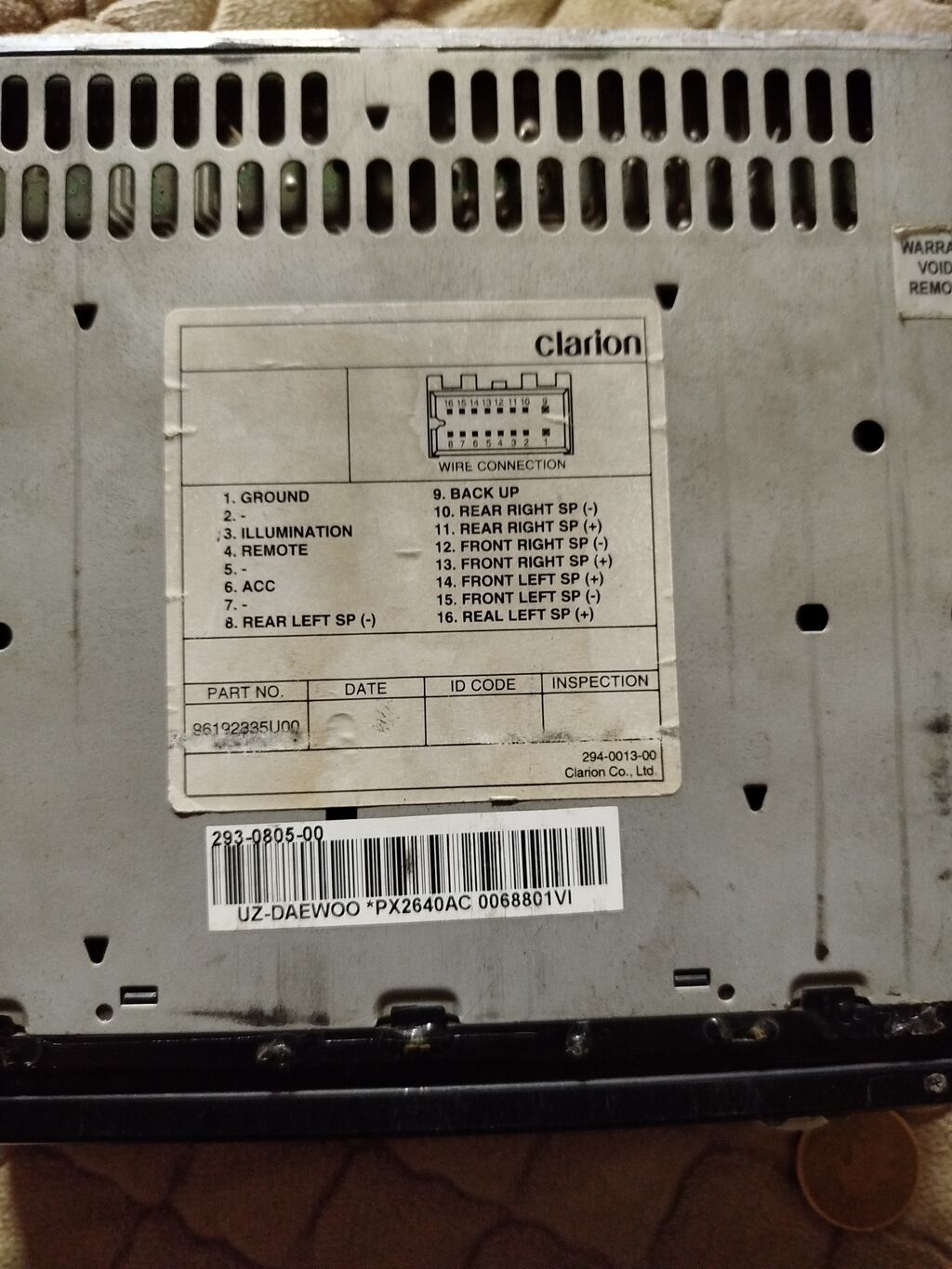 Clarion avtomobil maqnitolası - Model: Clarion (etiket: 294-0013-00) — Avtomobil akustikası, Bakı (2)