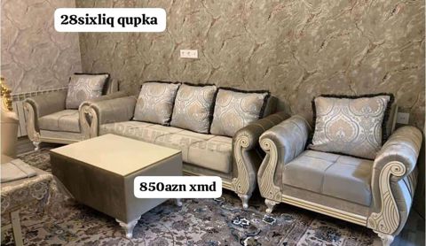 Klassik üslubda oturma dəsti - Dəst: 3 yerlik divan + 2 ədəd kreslo + — Mehdiabad