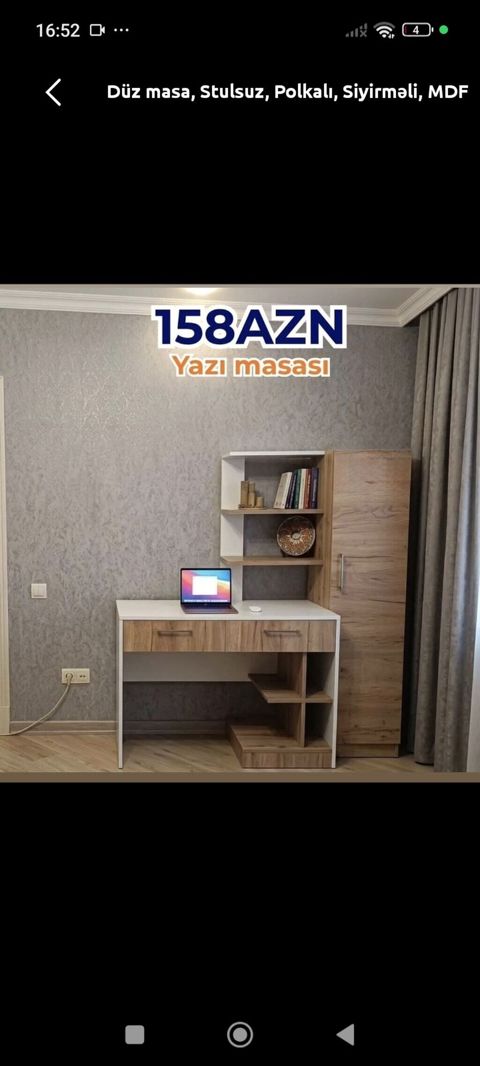 Yazı masası – MDF materialdan, polkalı və siyirməli dizayn. - Rəng — Bakı