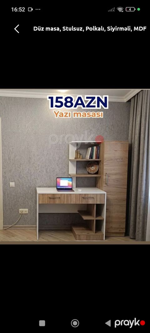 Yazı masası – MDF materialdan, polkalı və siyirməli dizayn. - Rəng — Bakı