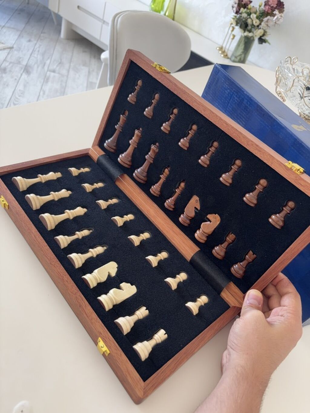 Taxta şahmat dəsti – Gold Knight Chess Set - Klassik dizaynlı — Şax, şəkəh, nard, Saray (3)