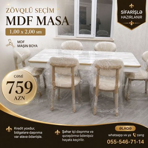 Zövqlü seçim – MDF masa - Ölçü: 1,00 x 2,00 sm - Material: MDF, maşın — Bakı