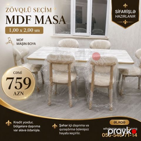 Zövqlü seçim – MDF masa - Ölçü: 1,00 x 2,00 sm - Material: MDF, maşın — Bakı