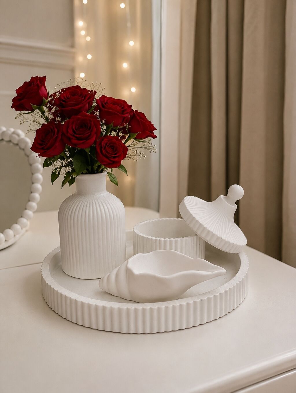Minimalist dekor dəstləri – mat ağ keramika - Material: Yüksək — Döşəmə dəsti, Bakı