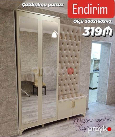 Dəhliz üçün çoxfunksiyalı qarderob-dəst: - Ölçü: 200×160×40 sm - İki — Bakı