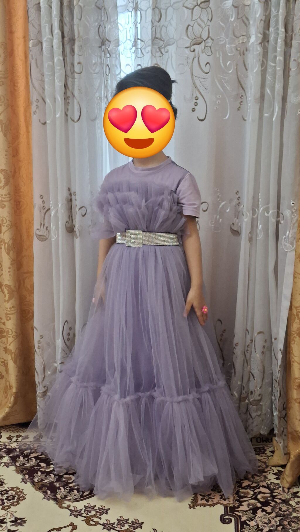 Uşaq üçün uzun ziyafət/toy geyimi – bənövşəyi (lavanda) rəngdə tül don — Qızlar üçün köynək və sarafan, Masazır (2)