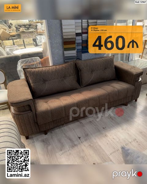 Məhsul: Divan Ölçü: 235 sm Rəng/material: Tünd qəhvəyi parça