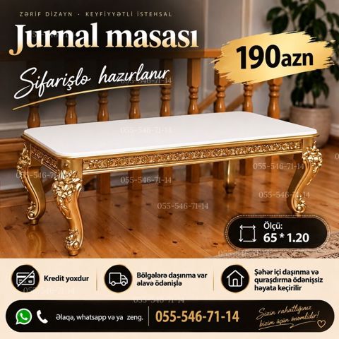Dördbucaq masa, Açılmayan, Təkərsiz, Zəmanətsiz, Pulsuz quraşdırılma — Bakı