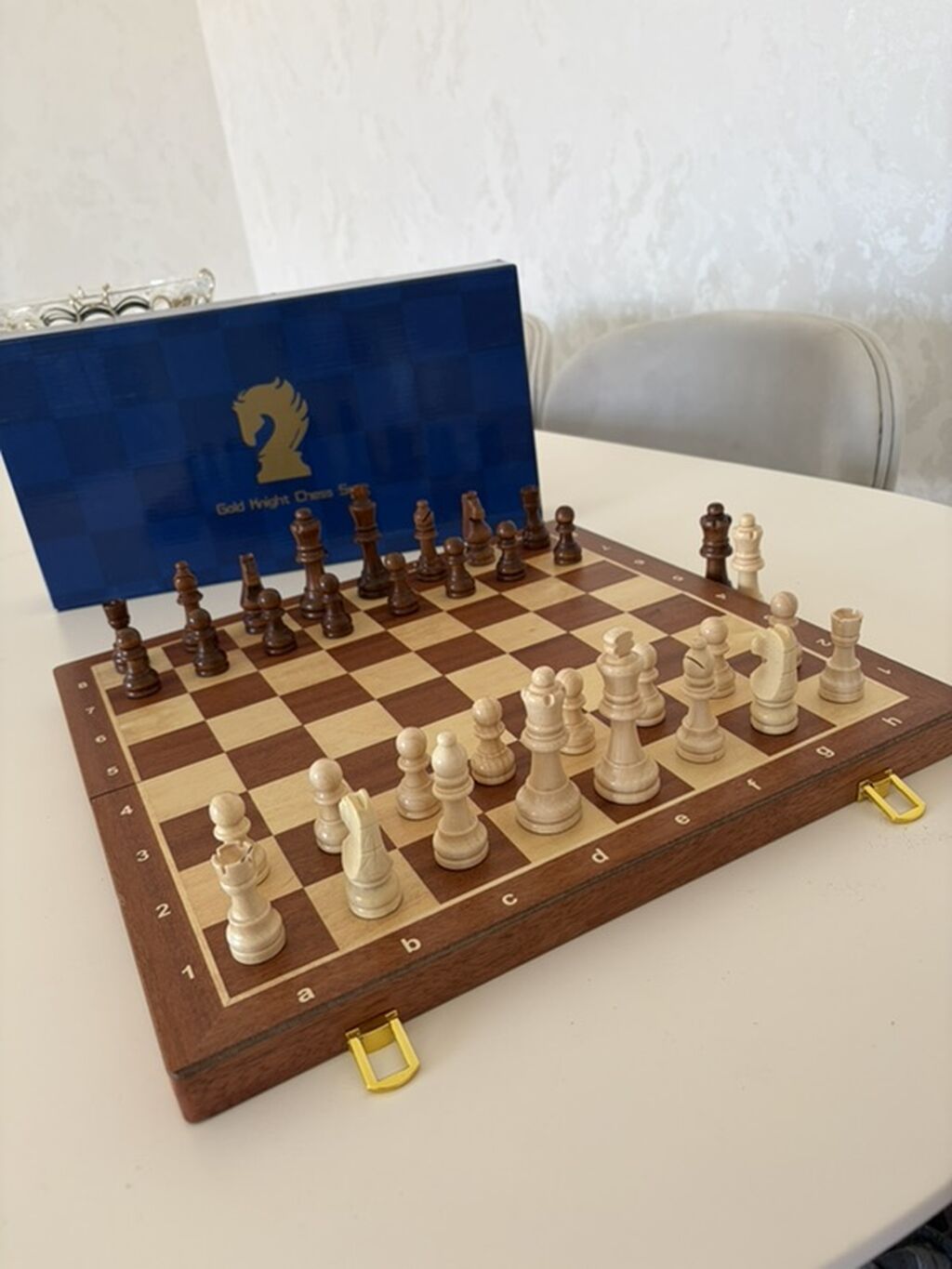 Taxta şahmat dəsti – Gold Knight Chess Set - Klassik dizaynlı — Şax, şəkəh, nard, Saray (4)