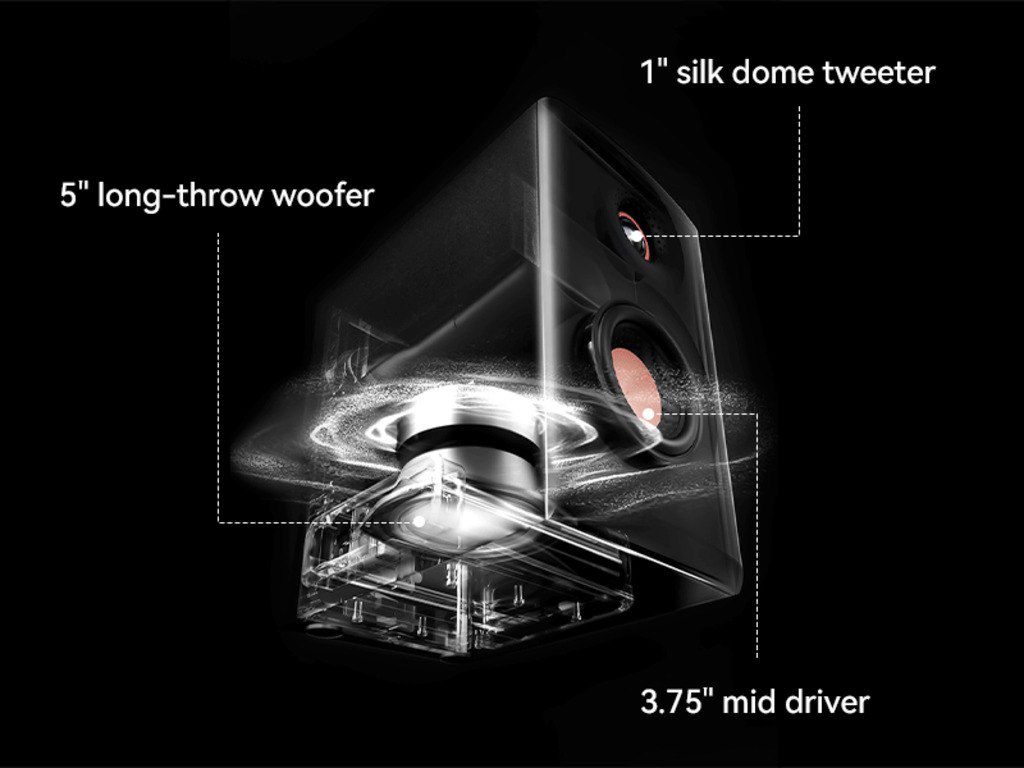 Edifier MR5 Black Tri-amped Studio110W, Ldac, SBC, BTv6.0: 600 50mFFS, XLR: 1228 50mV — Səs texnikası, Bakı (2)