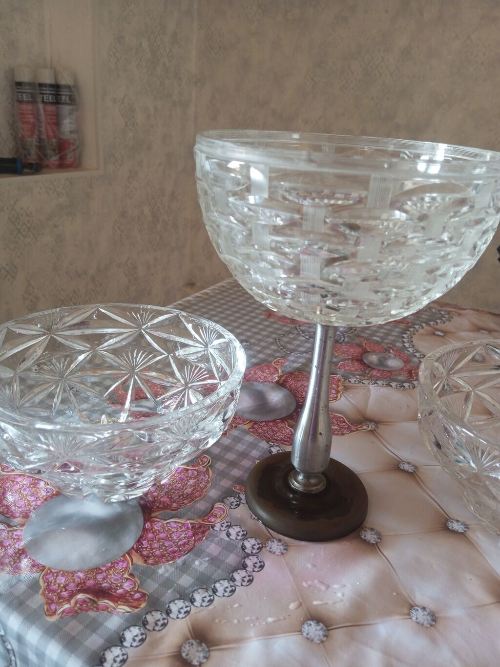 Kristal qablar dəsti - Dəst tərkibi: - 1 ədəd hündür ayaqlı böyük — Süfrə qabı, Digah (3)