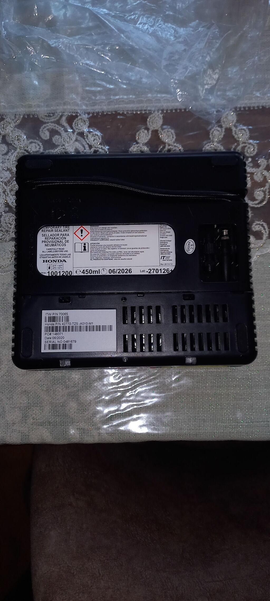 Honda orijinal təkər təmir və hava kompressoru dəsti - Model: Honda — Avtomobil aləti, Bakı (2)