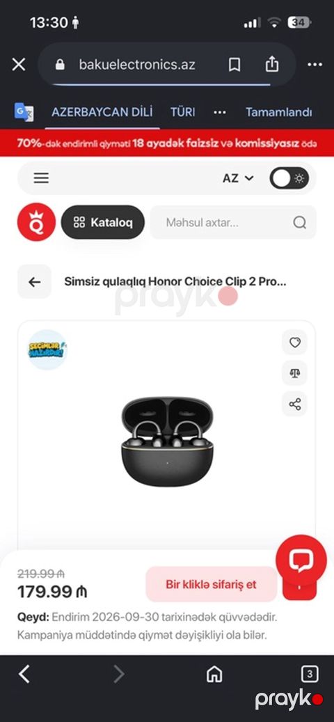Məhsul: Honor Choice Earbuds Clip 2 Pro simsiz qulaqlıqlar — Bakı