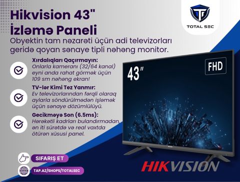 Nəzarət monitoru Hikvision 43" — Bakı