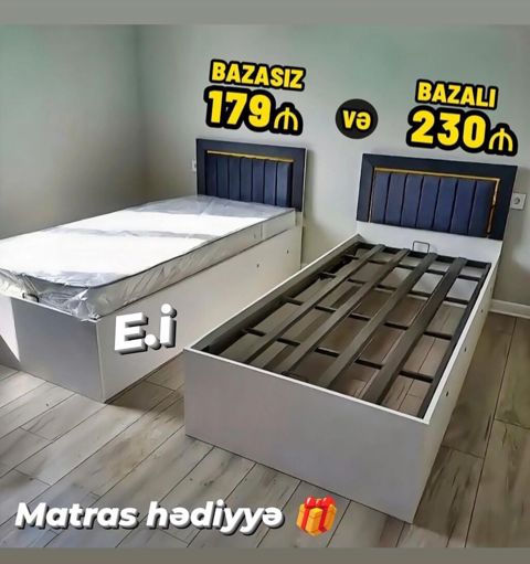 Tək nəfərlik çarpayı modeli - Rəng: ağ korpus, tünd başlıq (şaquli — Mehdiabad