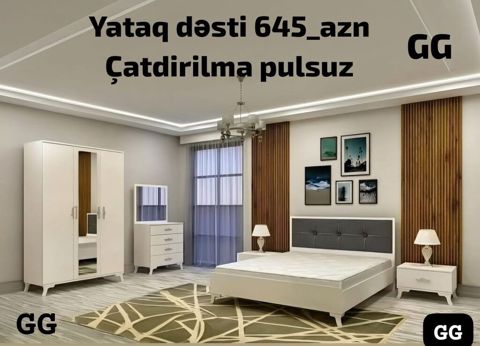 Məhsul: Yataq dəsti Tərkibi: - 2 qapılı şkaf (güzgülü orta hissə) — Bakı