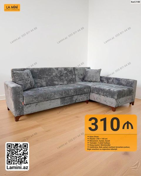 LA Mını – Künc divan - Model: Kod 2180 - Ölçülər: 240 150 sm — Bakı