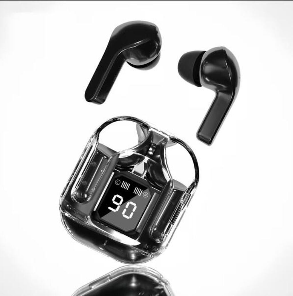 Şəffaf displeyli TWS Bluetooth qulaqlıq - Dizayn: Kompakt şarj qutusu — Qulaqcıqlar, Qax (4)