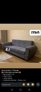 Divan – endirimli qiymət: 179 AZN - Ölçü: 210 sm - Rəng seçimi var — IlksimayMebel