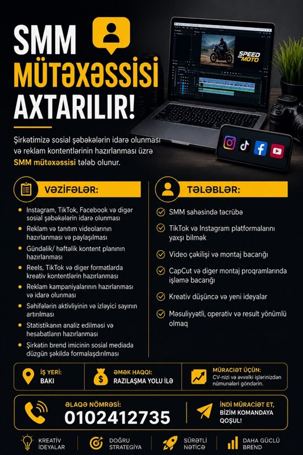 SMM menecer tələb olunur, İstənilən yaş — Marketing, reklam, PR, Bakı