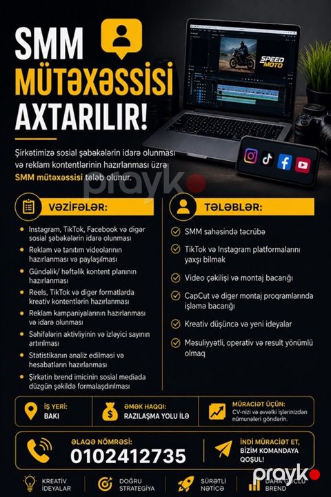 SMM menecer tələb olunur, İstənilən yaş — Bakı