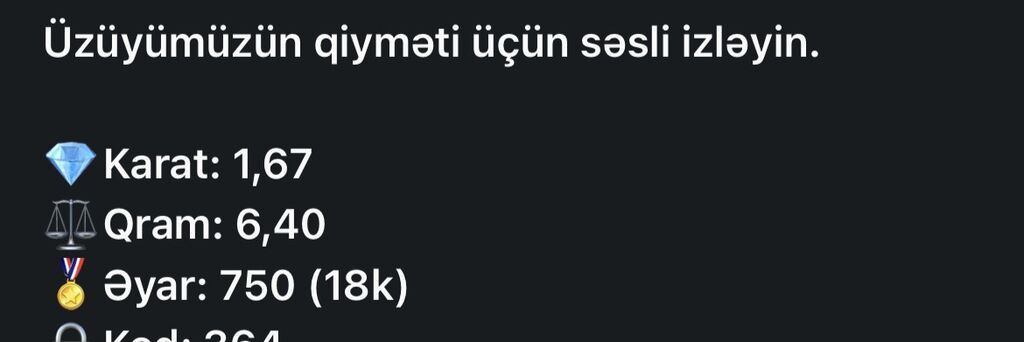 Üzük, Ağ qızıl, 750 Əyar, Brilyant, 1.51-2.00 Karat — Üzüklər, Ağdaş (3)