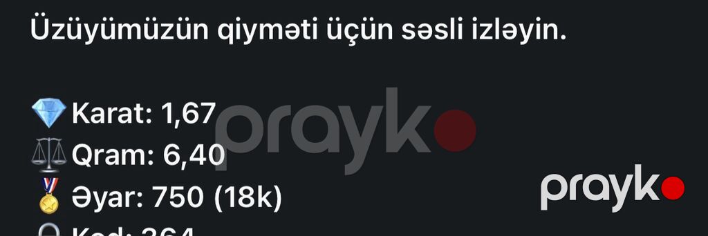 Üzük, Ağ qızıl, 750 Əyar, Brilyant, 1.51-2.00 Karat — Üzüklər, Ağdaş (3)