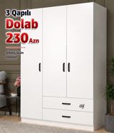 Yeni, 3 qapılı, Ağ, Açılan, Düz dolab — mebel_divan_sifarisle_ugur — Şkaflar