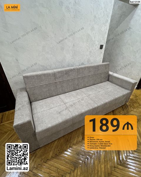 Divan Minimalist üslubda hazırlanmış, düz xətli və kompakt dizayna — Bakı