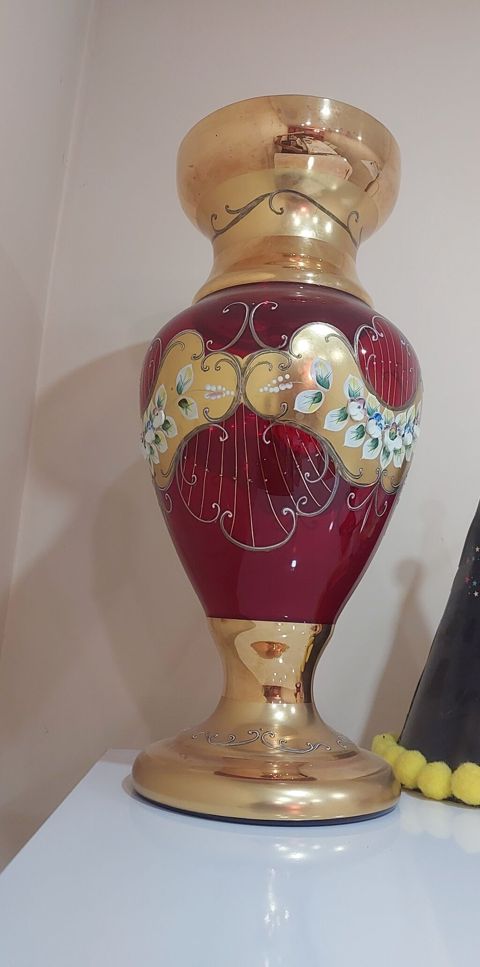 Qızılı-şərab rəngli bəzəkli şüşə dəst - Material: qalın şüşə — Ağdaş