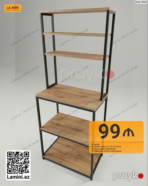 Sənaye üslubunda metal karkaslı rəf sistemi (stellaj) - Material — Bakı