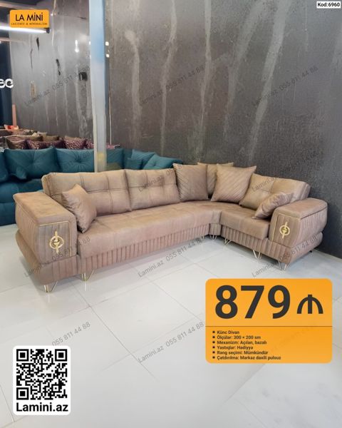 Künc divan – La Mini - Model: Künc divan, kod 6960 - Ölçülər: 300 x — Bakı