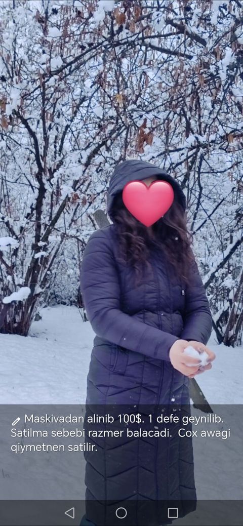 Qadın üçün qışlıq paltok. Uzun model, qarmaqşəkilli tikişlər — Digah
