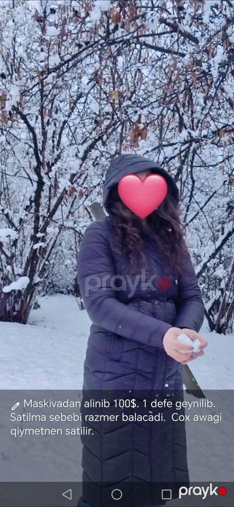 Qadın üçün qışlıq paltok. Uzun model, qarmaqşəkilli tikişlər — Digah