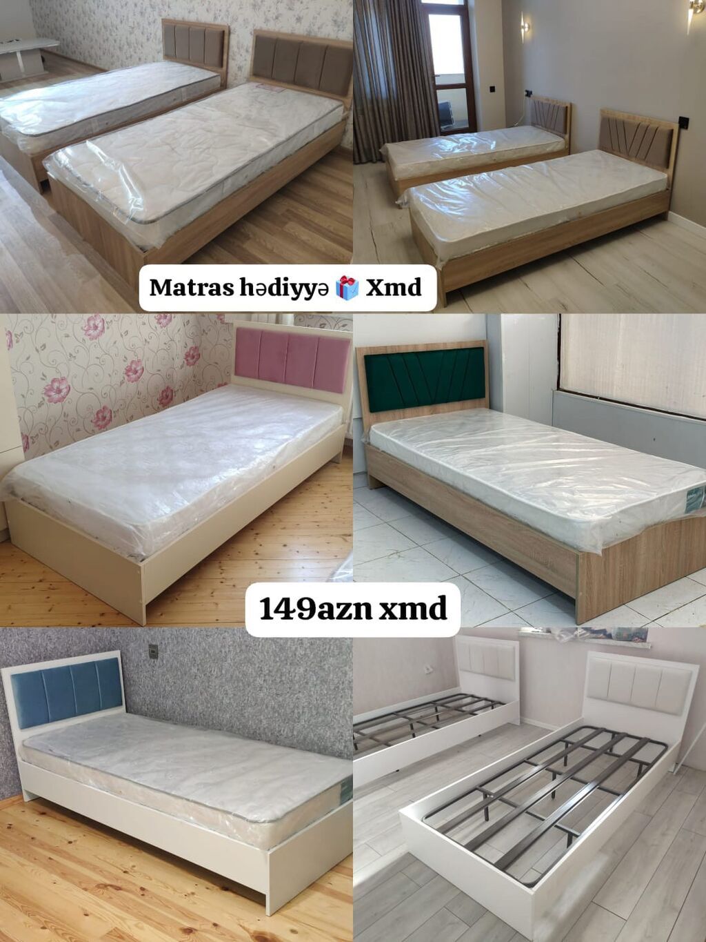 Tək nəfərlik çarpayılar – müxtəlif dizaynlarda başlıqlı modellər — Yataqlar, Bakı