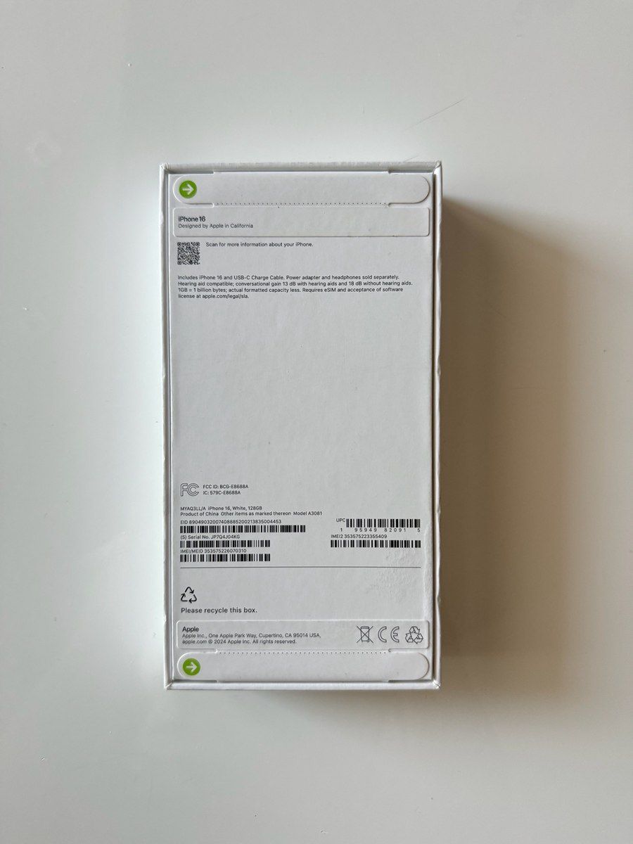 Apple iPhone 16 White 128GB/8GB — Smartfonlar, Bakı (3)